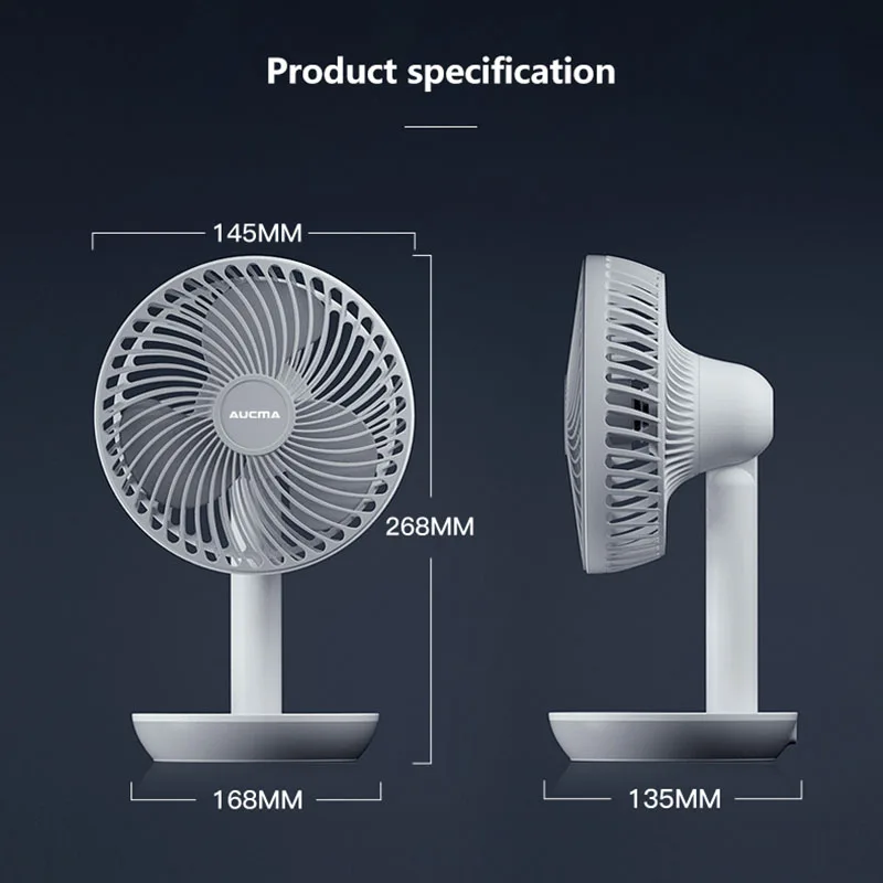 

Kbxstart USB Charging Mini Desktop Fan Adjustable Angel Silent Fan 4000mAh Battery Capacity Air Cooler Fan For Dormitory Office