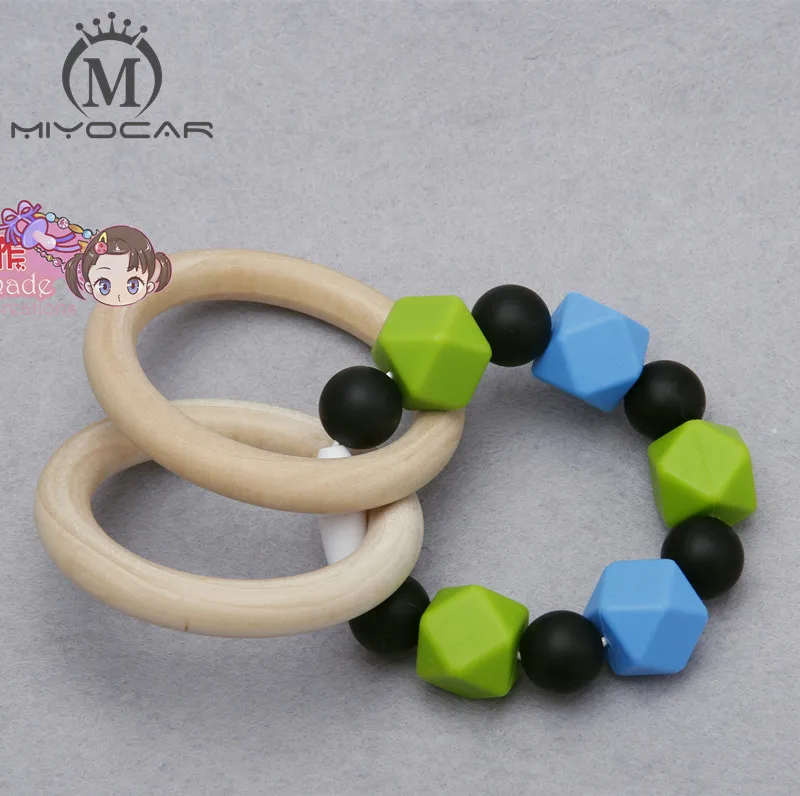 MIYOCAR двойное деревянное кольцо для прорезывания зубов детская игрушка пищевые