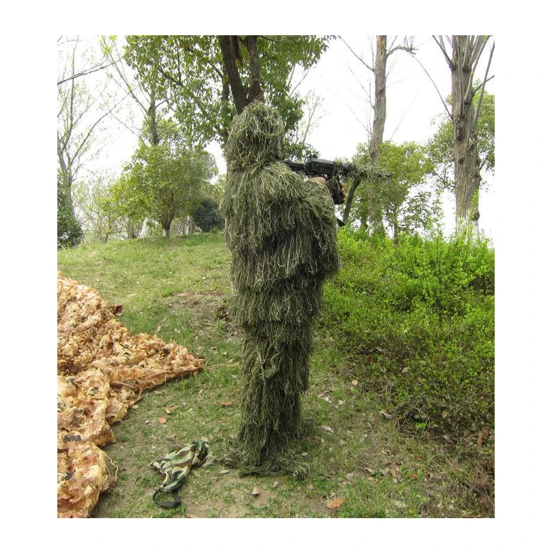 Охотничий костюм Ghillie камуфляжные костюмы с 3D бионическими листьями леса CS