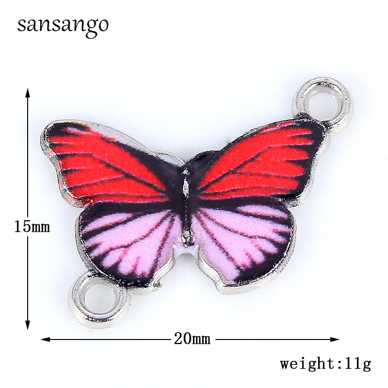 10 шт. трендовая эмаль смешанных цветов из сплава в форме бабочки с масляными