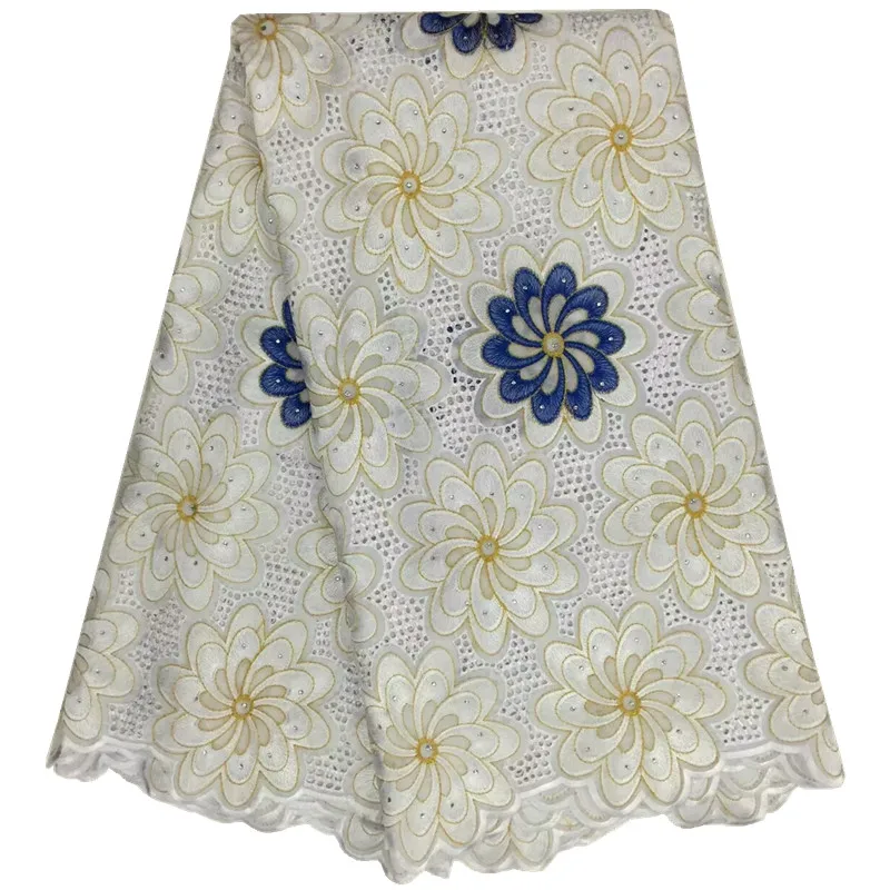 Африканский Хлопок Кружевной Ткани 2017 Высокое Качество Кружева Вышитые С камень