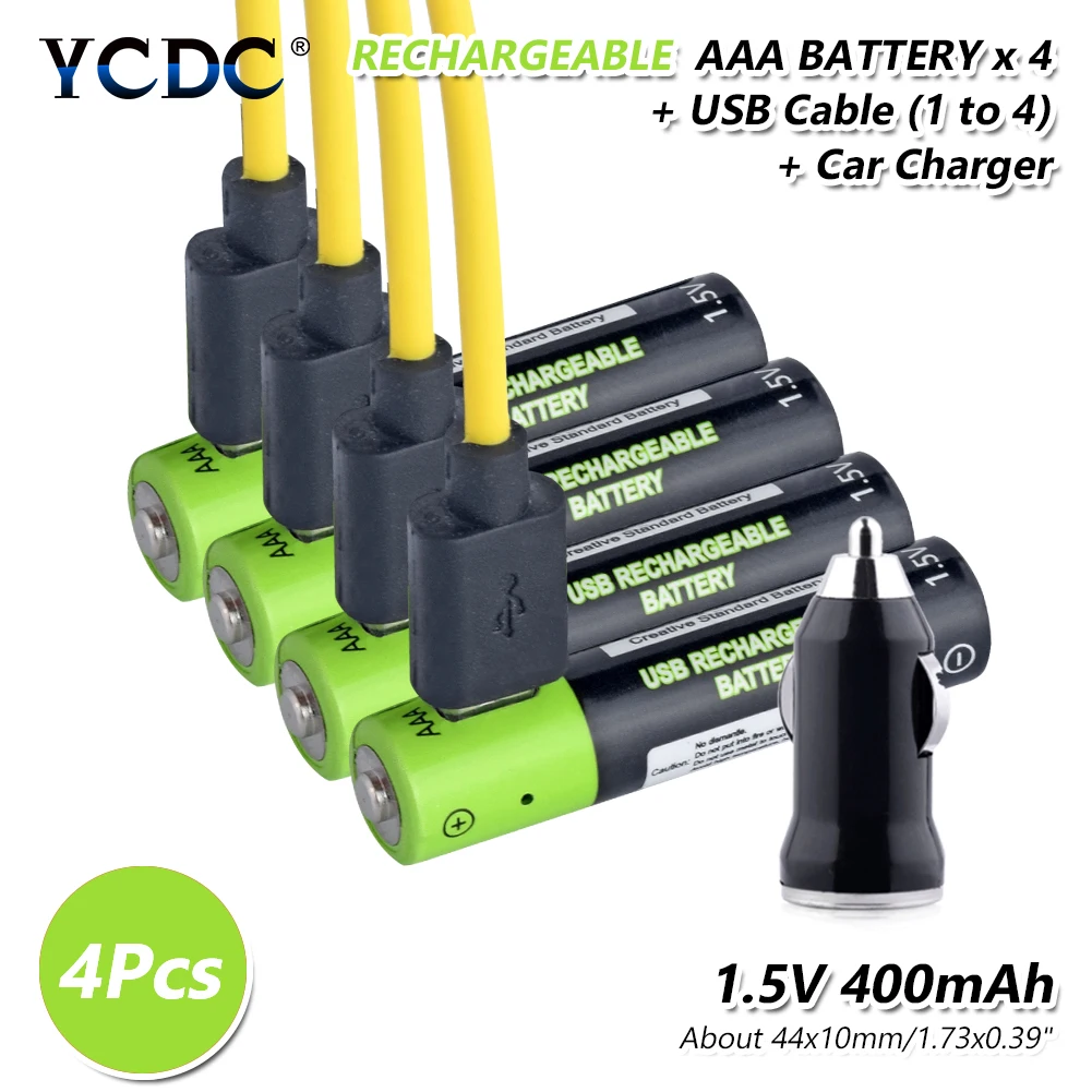 4Pcs charger cable USB Перезаряжаемый 400mAh микро USB AAA батареи кабель зарядное устройство игрушки удаленные аккумуляторы с контроллером литий-полимерный аккумулятор - Цвет: 4Pcs charger cable