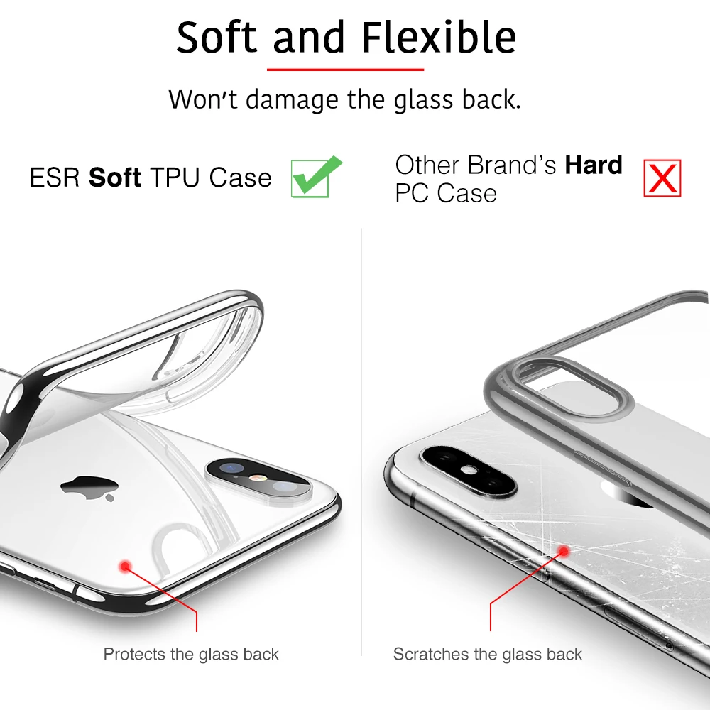 ESR 1 мм Ультратонкий Мягкий ТПУ покрытие рамка чехол для телефона для iPhone XS XR XS Max чехол Полный Чехол для iPhone XS XR XS Max чехол для телефона