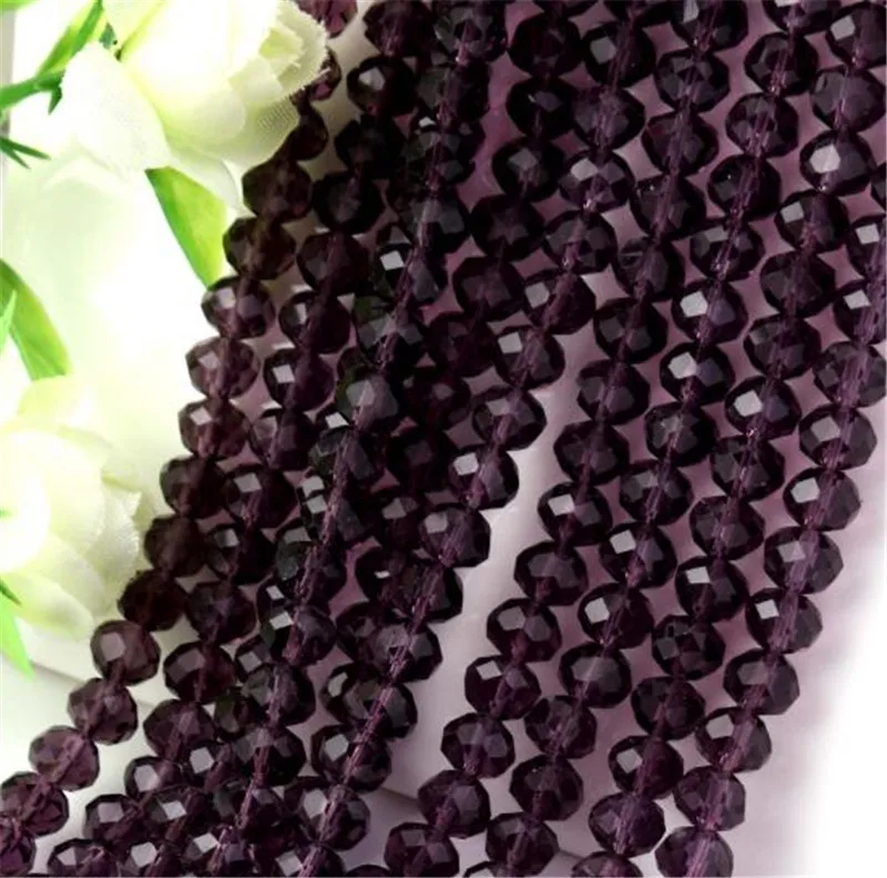 dark purple 4/6/8/10 мм жемчужные украшения из бисера камушки-бусинки Rondelle, австрийский кристалл, с украшением в виде кристаллов Стекло бусины, бусины с большим отверстием, круглые бусины из смолы для DIY браслет ювелирных изделий - Цвет: dark purple