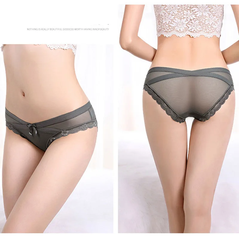 Трусики 4 шт./лот прозрачные модные кружевные трусики для женщин хлопковые без