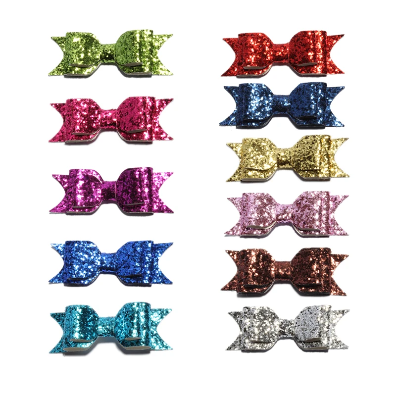 

10PCS 9.5cm Newborn DIY Shiny Sequin Hair Bows for Hair Clips Handmade Applique Sequins Hairbows Knot for Girls Hair Accessories