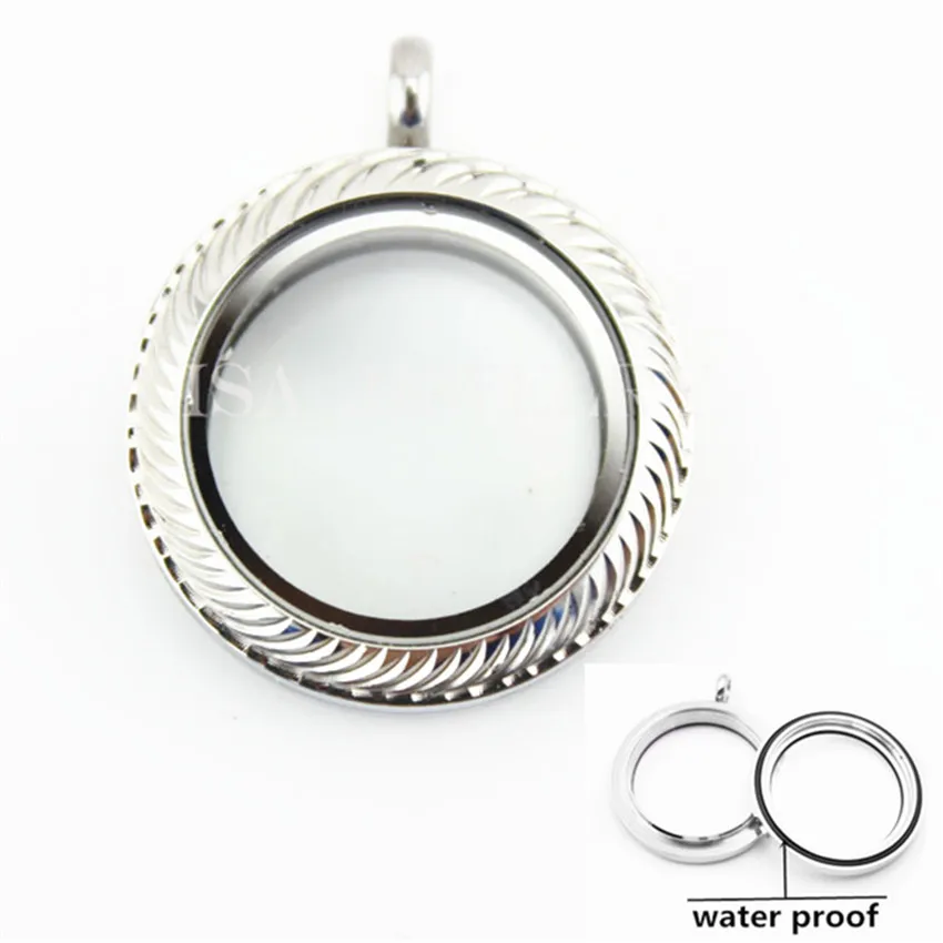 Новый дизайн 30 мм Водонепроницаемый резное посеребренные плавающей медальон 316L