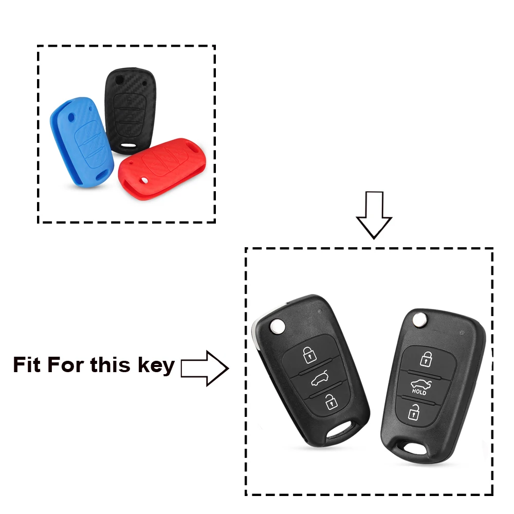 Силиконовый чехол для ключей KEYYOU из углеродного волокна Kia RIO K2 K5 Sportage Sorento Hyundai i20