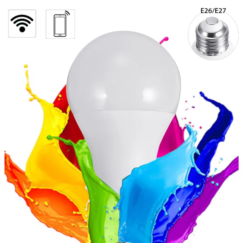 10 Вт E26/E27 RGB светодиодный Беспроводной wifi патрон умный свет лампы для эхо Alexa AC110V