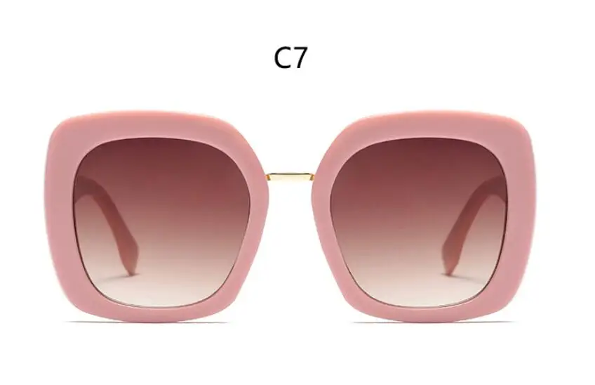 C7 pink frame Роскошные негабаритные Солнцезащитные очки Модные женские квадратные винтажные очки женские черные солнцезащитные очки для мужчин очки знаменитостей Oculos - Цвет линз: C7 pink frame