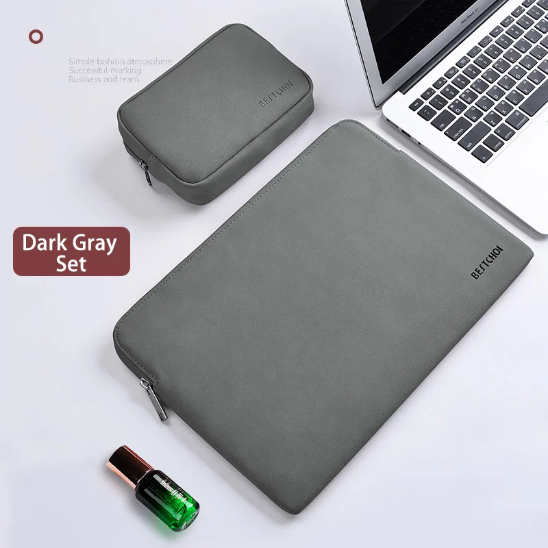 Dark Gray Set Одноцветная сумка для ноутбука huawei Matebook 13 дюймов, чехол для ноутбука 14,1, сумка для компьютера Magicbook 14, водонепроницаемая Женская и мужская сумка - Цвет: Dark Gray Set