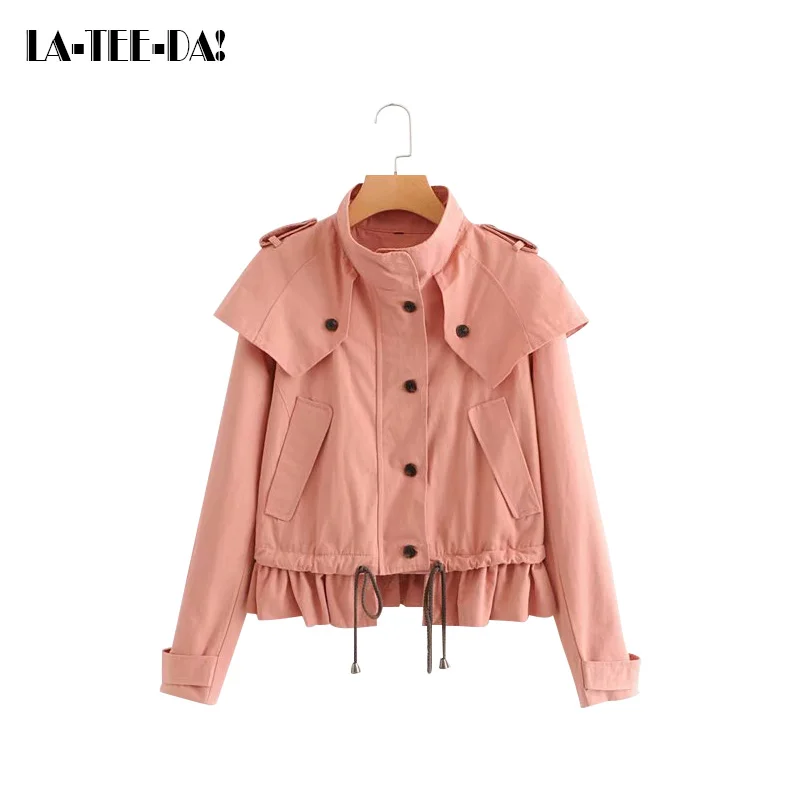 LTD1198297 ELYB Новые однотонные куртки Женский плащ пальто леди стенд однобортный