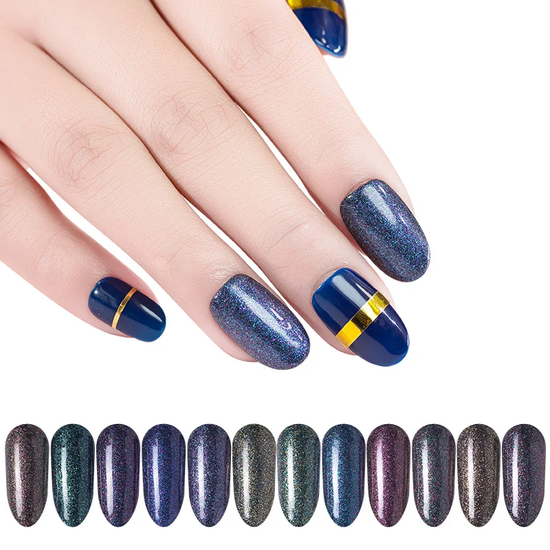 12 Colors/set Shining Starry Sky Nail Glitter Holograhic Galaxy Colorful Pigment Sparkly Laser Diamond Powder Manicure Tools | Красота и