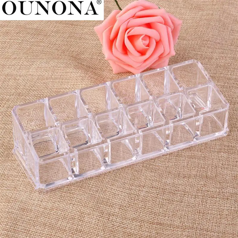 12-слот прозрачный акриловый макияж помада Дисплей Подставка для хранения стойку