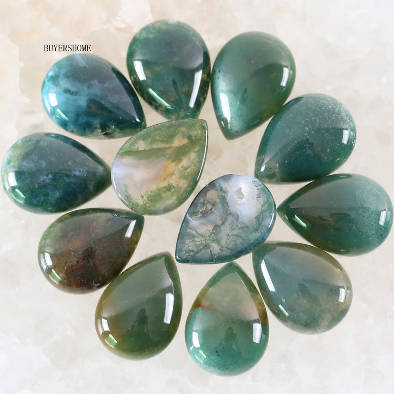 Green Indian Onyx 18x13 мм капли воды Многоцветный натуральный камень Бусины Howlite Lapis Кристалл Опал песчаник оникс, сердолик кабошон 10 шт - Цвет: Green Indian Onyx