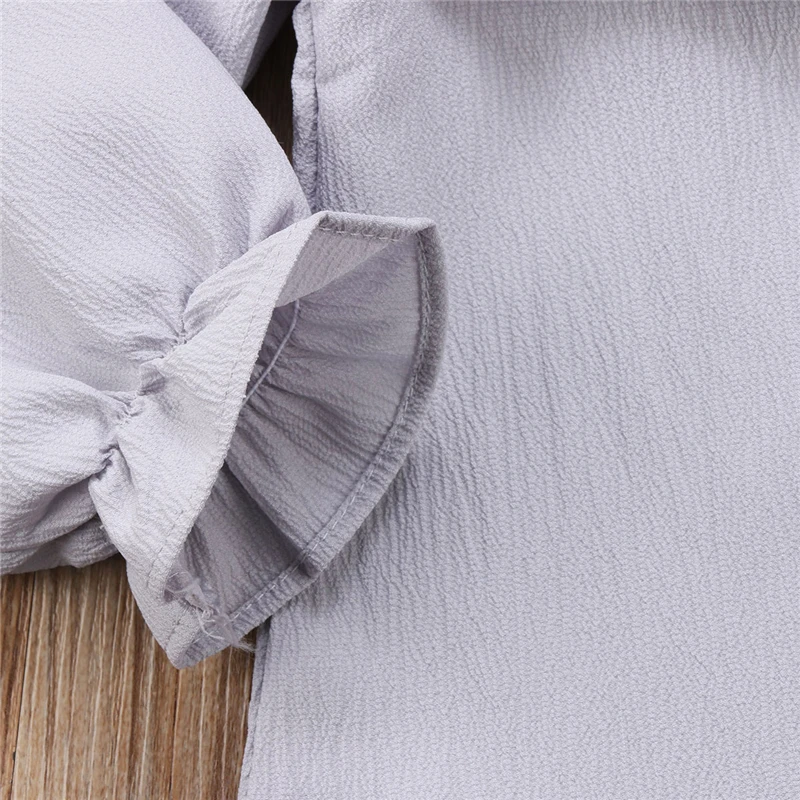 Футболка с оборками для маленьких девочек Модный пуловер длинными рукавами