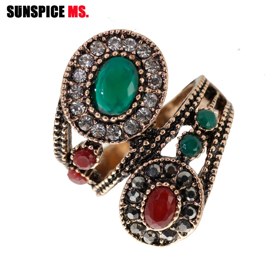 SUNSPICE MS Ретро Винтажные турецкие кольца для женщин античный золотой цвет