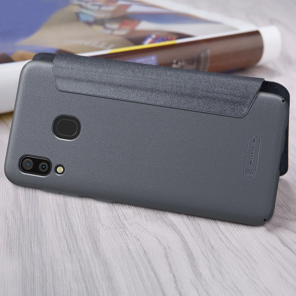 Чехол книжка Nillkin для Samsung Galaxy A30 блестящий чехол из искусственной кожи A30|Бамперы|