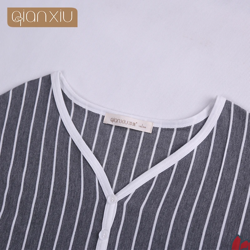 Женская пижама до колен с V-образным вырезом и длинным рукавом | одежда