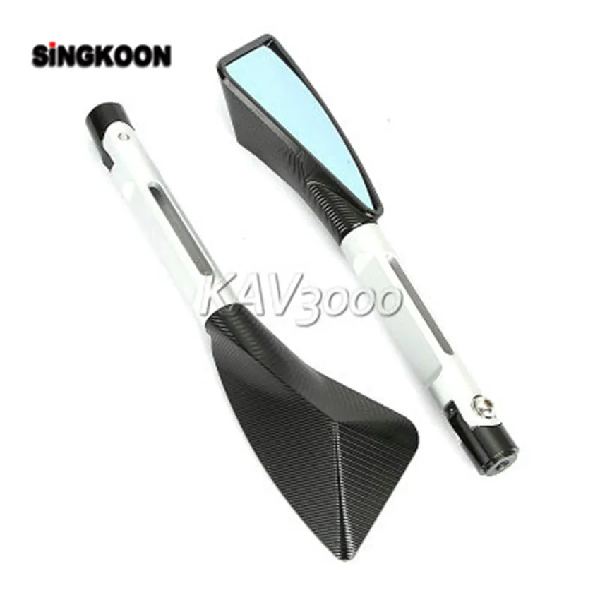 Long Mirror Arm Аксессуары для мотоциклов 8 10 мм мотоциклетные зеркала заднего вида голубое стекло для Benelli tnt 125 Honda cb500f cbr 954 suzuki sv - Цвет: Long Mirror Arm