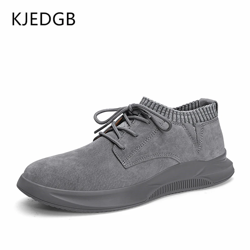 KJEDGB/ из искусственной кожи; мужская повседневная обувь; Цвет черный, песочный; толстая подошва; на шнуровке; нескользящие носки; Мужская обувь; кроссовки для мужчин