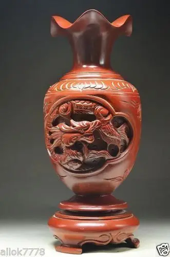Китайская резная красная настольная декоративная Высококачественная ваза