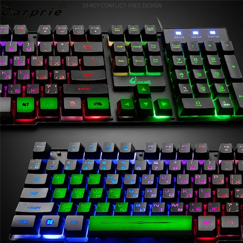 Проводная эргономичная игровая клавиатура CAPRPIE мышь с радужной подсветкой Usb на