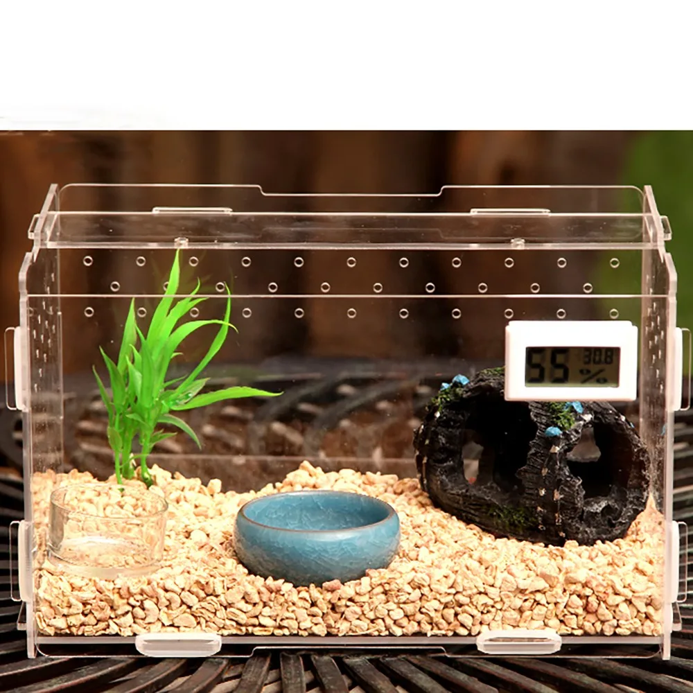 

Reptile Spider Rainforest Scorpion Beetle Leopard Gecko Insect Hermit Crab Lizard Acrylic Rearing Feeding Box kit Magnet Lock