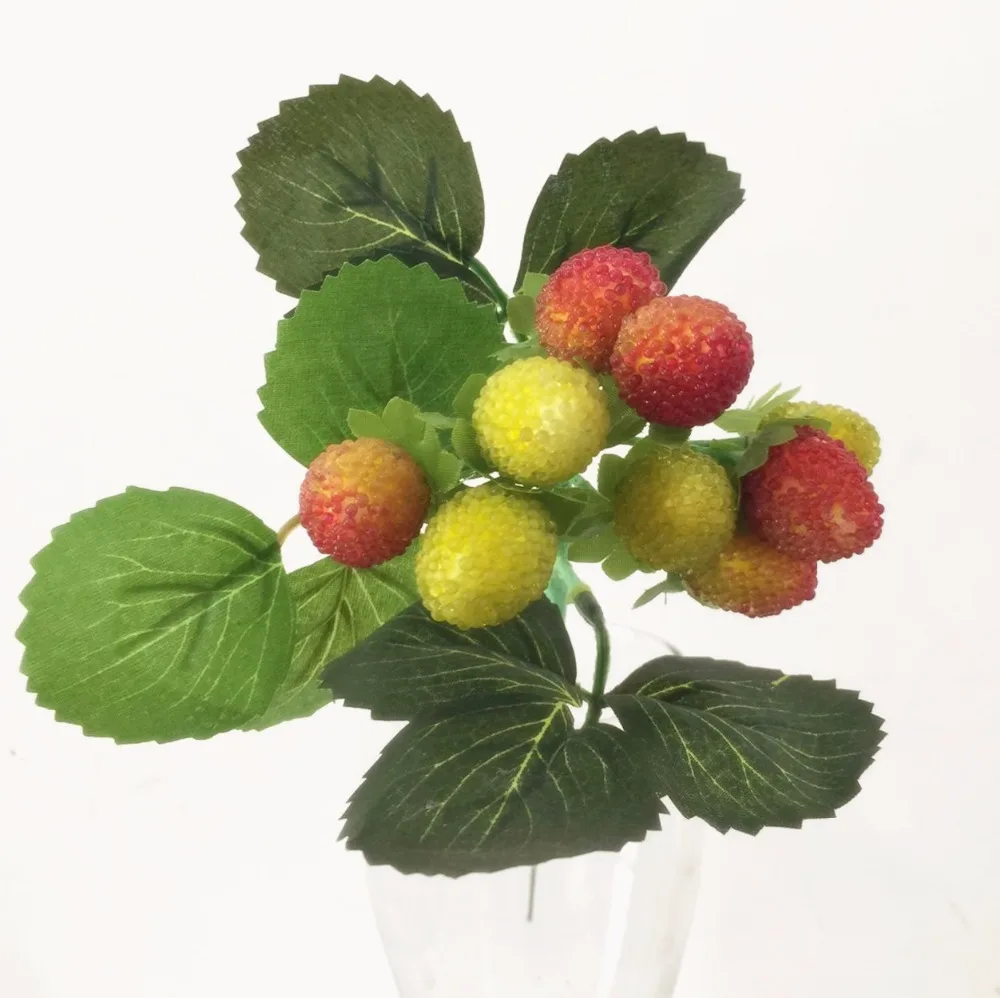 Один кусок 25 см/9,8" Длина ягод Малина фрукты waxberry искусственный цветок клубника стволовых деревьев