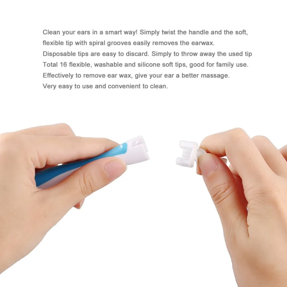 16 наконечников Smart Ear Cleaner ушной тампон легкое удаление воск мягкий спиральный