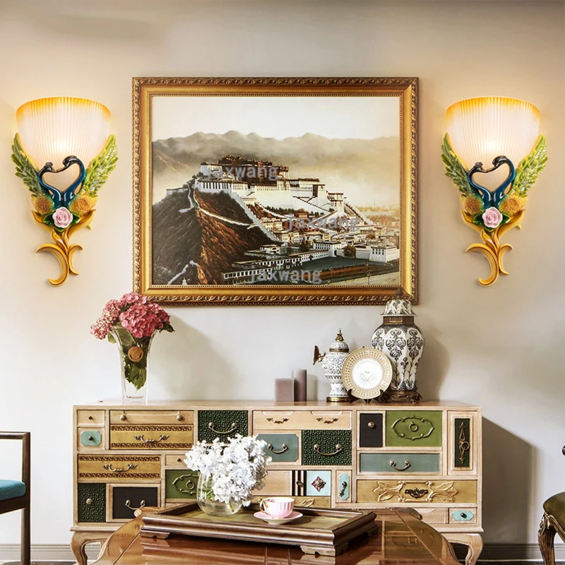 Светодиодная настенная лампа из полимера во французском стиле светильник для