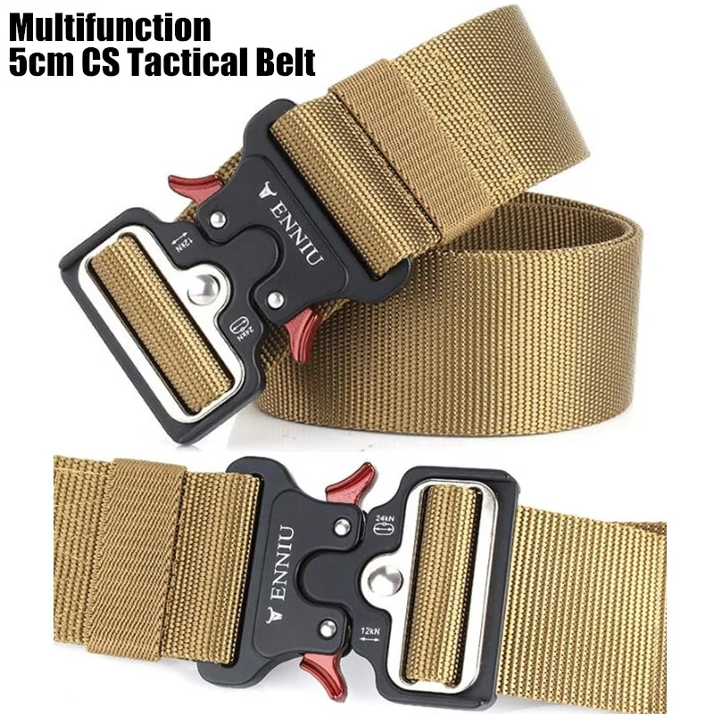 

Quick Release 5cm Men CS Tactical Belts Nylon Military Belt+Buckle Adjustable Heavy Duty Training Waist band Hunt Accessories