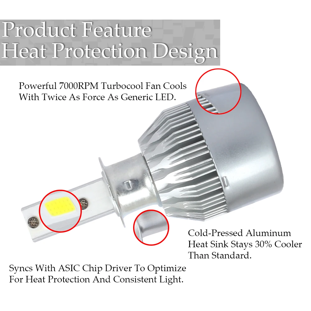 2 огни C6 Led car H11 H7 H4 H1 H3 H8 9006 9005 9007 5202 светодиодные лампы для авто 6500k противотуманные
