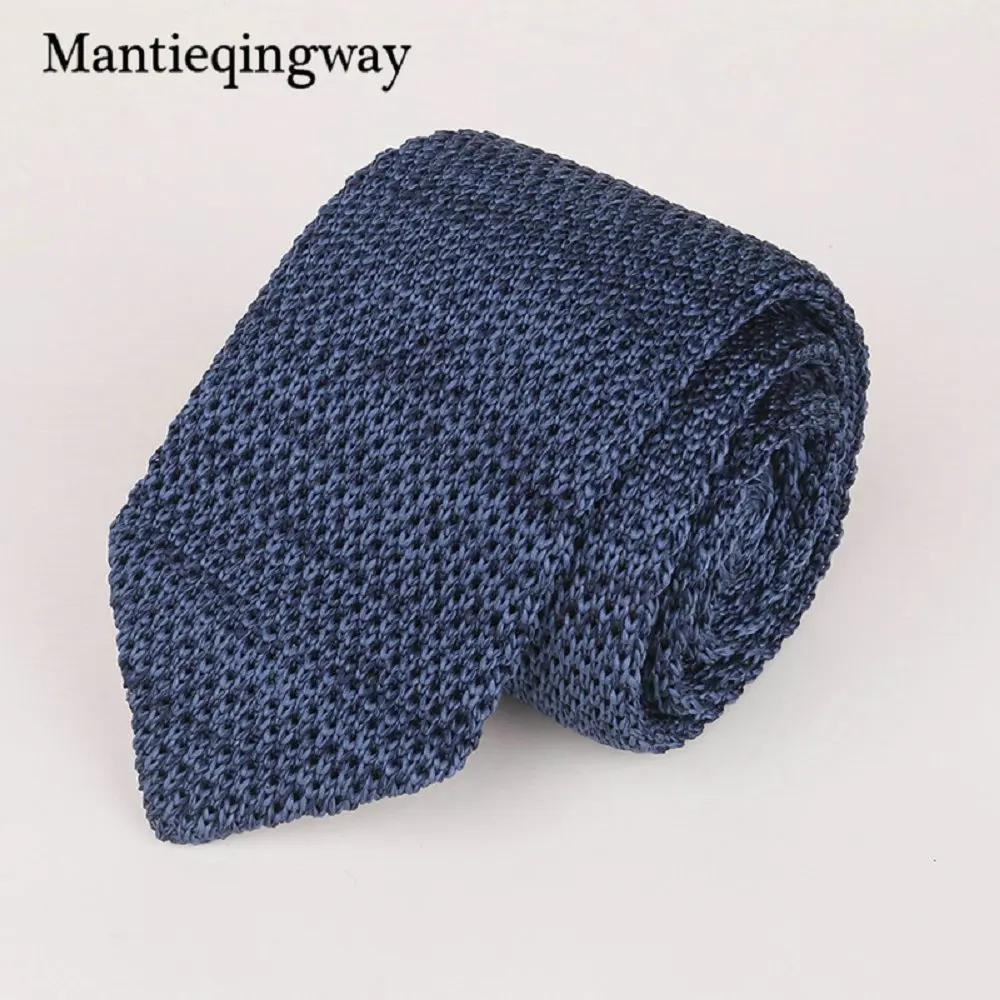 081 Mantieqingway 6 см Вязаные Галстуки для мужчин s деловой костюм галстук сплошной цвет обтягивающий мужской тканый галстук - Цвет: 081