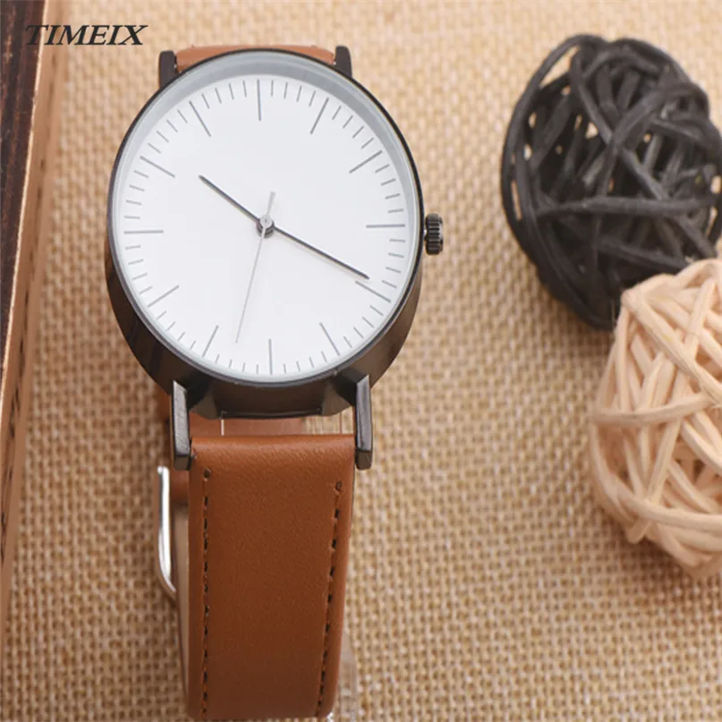 Мужские часы с кожаным ремешком кварцевые аналоговые деловые подарок новинка