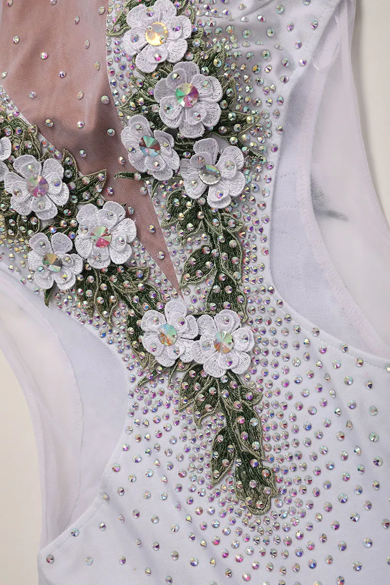 Женский костюм для бальных танцев конкурсов белое платье танго | Тематическая