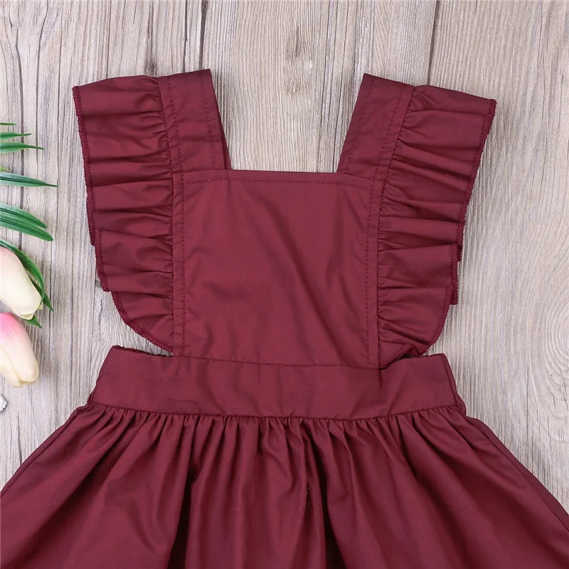 PUDCOCO Toddler Baby Girl Ruffled Sundress Backless Baptism Party Kids Sleeveless Pageant Dresses | Детская одежда и обувь