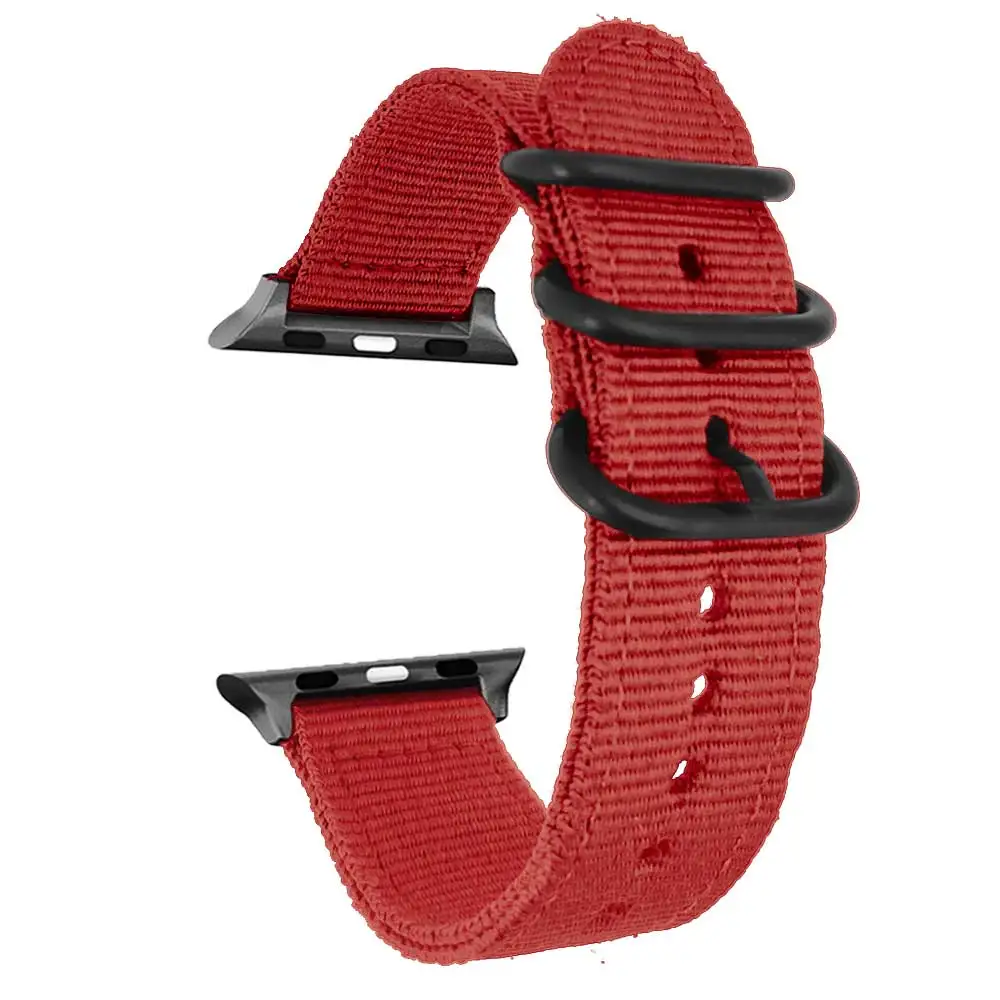 Ремешок нейлоновый для наручных часов Apple Watch band 44 мм 40 умный Браслет 38 42 с черными
