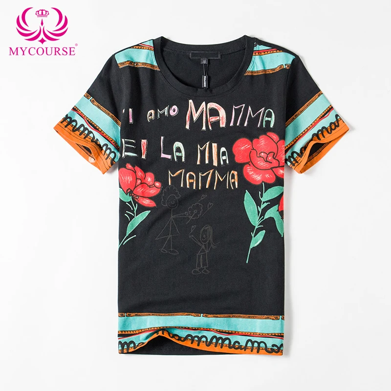 Женская футболка с принтом в виде роз круглым вырезом коротким рукавом