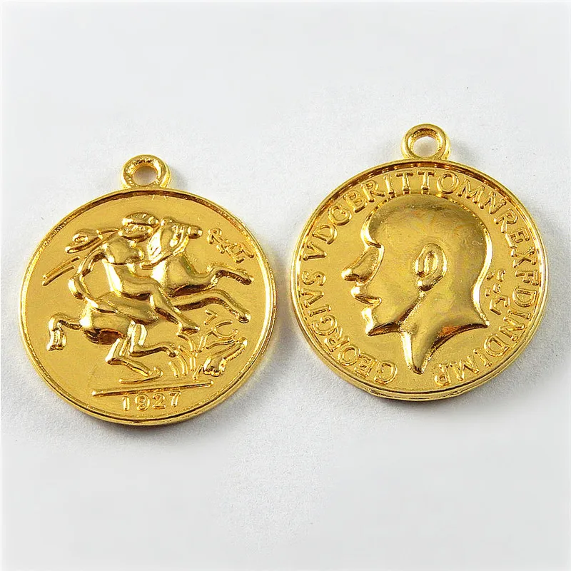 10 шт. золото одного висит кулон двойной Уход за кожей лица Круглый деньги монеты