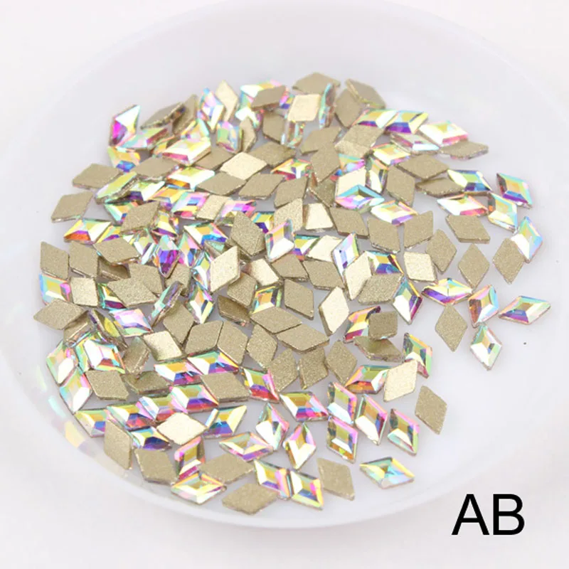 Crystal AB 30/100 шт./лот ногтей Стразы 3x5 мм Flatback ромб с цветными камнями для 3D нейл-арта украшения - Цвет: Crystal AB