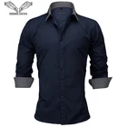 VISADA JAUNA Мужская рубашка европейского размера, новинка 2018, мужская рубашка с длинными рукавами, хлопковая Повседневная облегающая офисная рубашка в стиле пэчворк