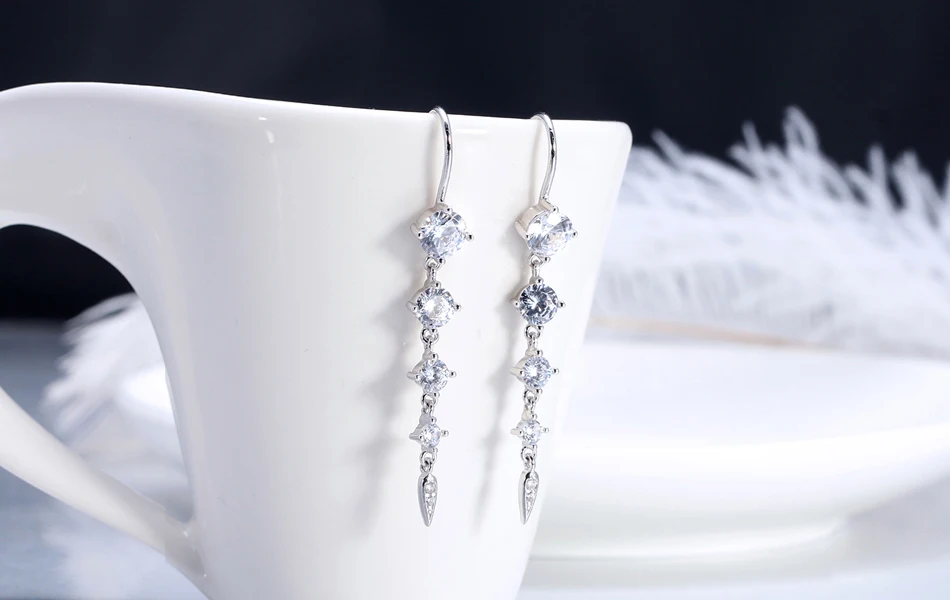 ORSA JEWELS серьги из чистого 925 пробы серебра для женщин длинные висячие AAA CZ модные новые ювелирные изделия рождественские подарки для девочек SE52