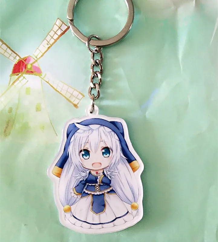 Аниме KonoSuba брелок kono subarashii sekai ni shukufuku фигурка Luna Satou Kazuma Кольца Подвески коллекция