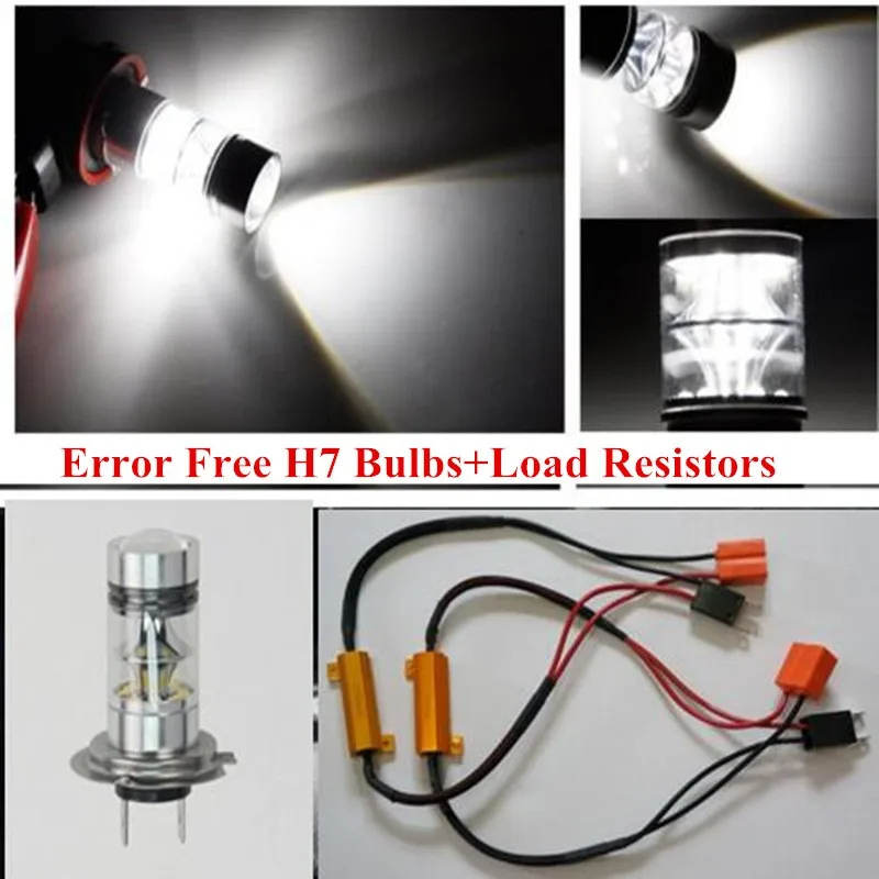 Комплект из 2 предметов белый 100W H7 CREE чипы светодиодный проектор лампы
