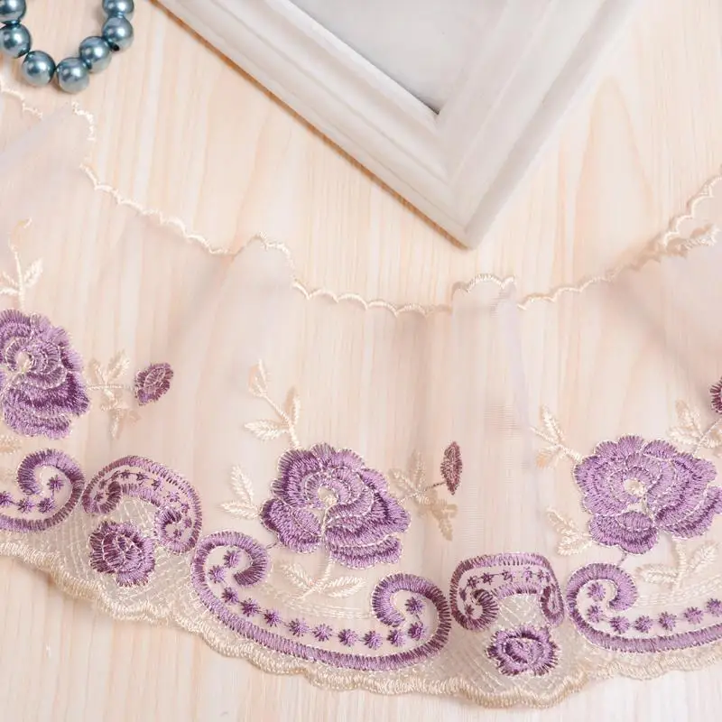 

13yards/lot Good Quality Lace Fabrics Wide 15cm Handmade Clothing Curtain Accessories Diy Flower Lace Trim Tela Encaje Bordado