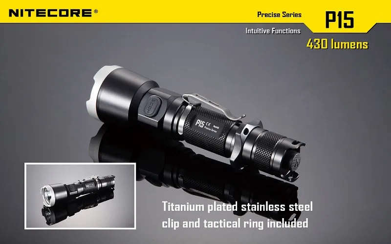 NITECORE P15 точные CREE XP-G2 430-люмен светодиодный фонарик Фонарь для самозащиты с NL1823 батареи и F1 chagrer
