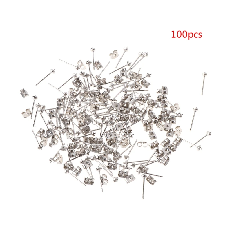 

100 Set Earrings Accessories Piercing Ear Stud Pins DIY Jewelry Making Findings
