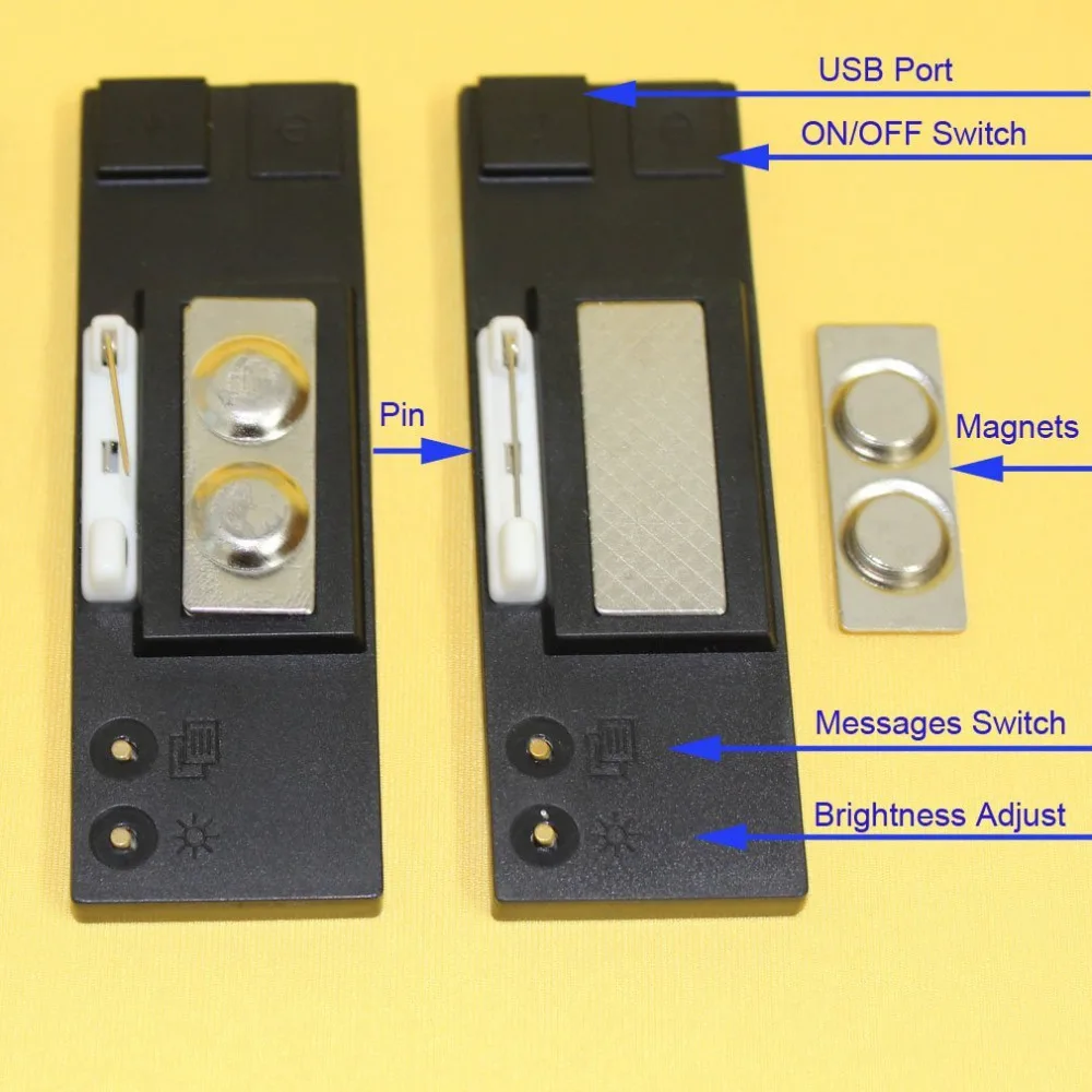 Красный светодиодный значок с именной вывеской прокручивающаяся реклама/бирка