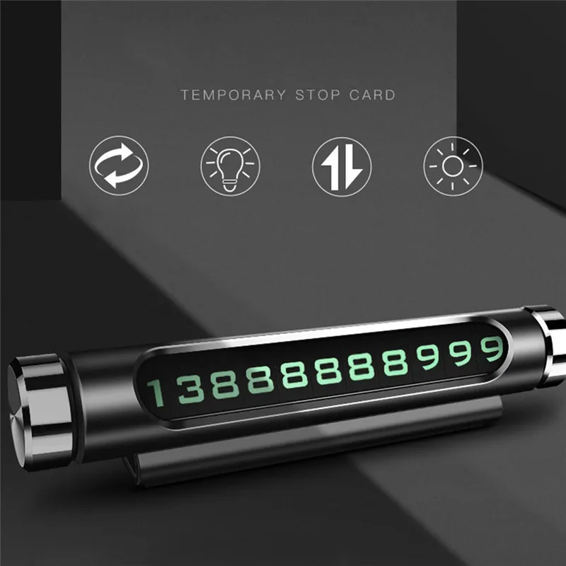 Car Hidden Luminous Parking Number Plate Durable Portable Convenient High Quality Phone 3D Mobile Card Auto Rotary Plates#291741 |